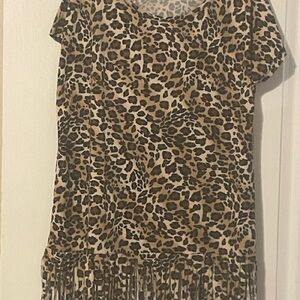 Lilypad Soft Leopard Print Fringed Blouse
